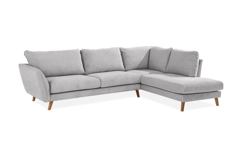 Trend Lyx Sjeselongsofa Høyre - Lysegrå/Eik - Sofa med sjeselong - 4 seters sofa med divan