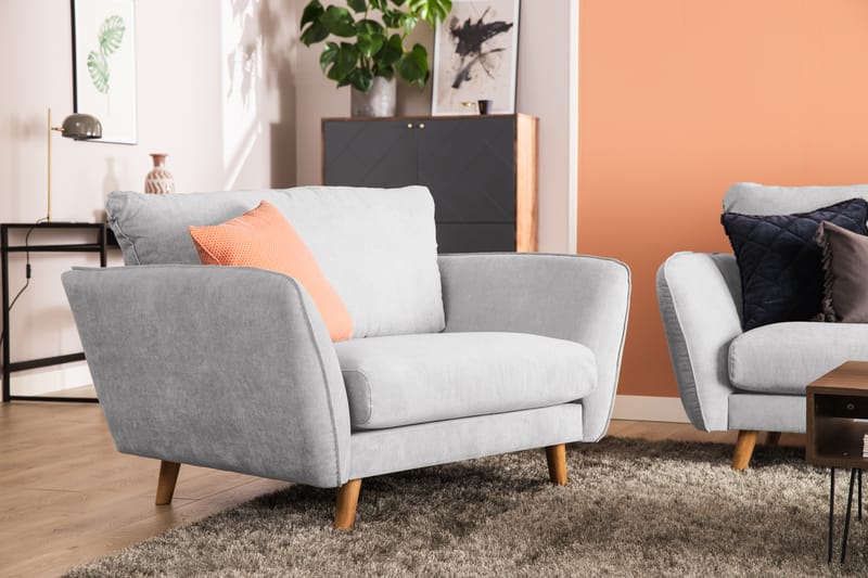 Trend Lyx Sjeselongsofa Høyre - Lysegrå/Eik - Sofa med sjeselong - 4 seters sofa med divan