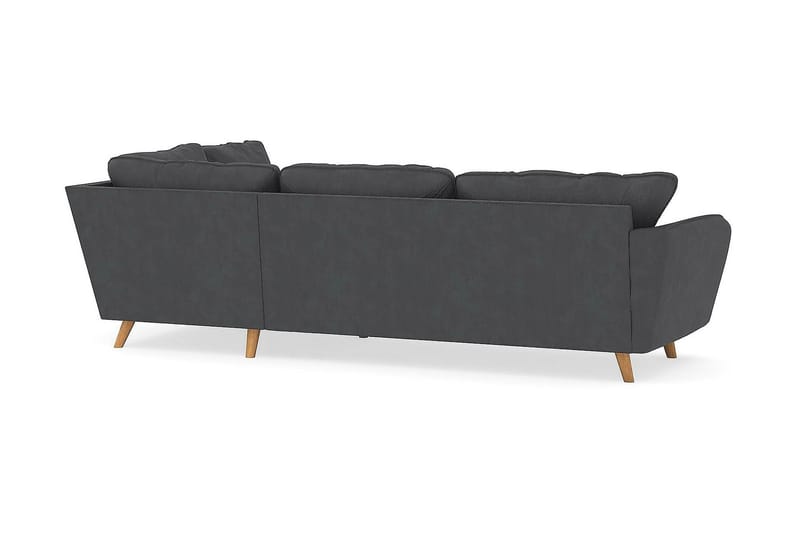 Trend Lyx Sjeselongsofa Høyre - Mørkegrå Kordfløyel - Sofa med sjeselong - 4 seters sofa med divan