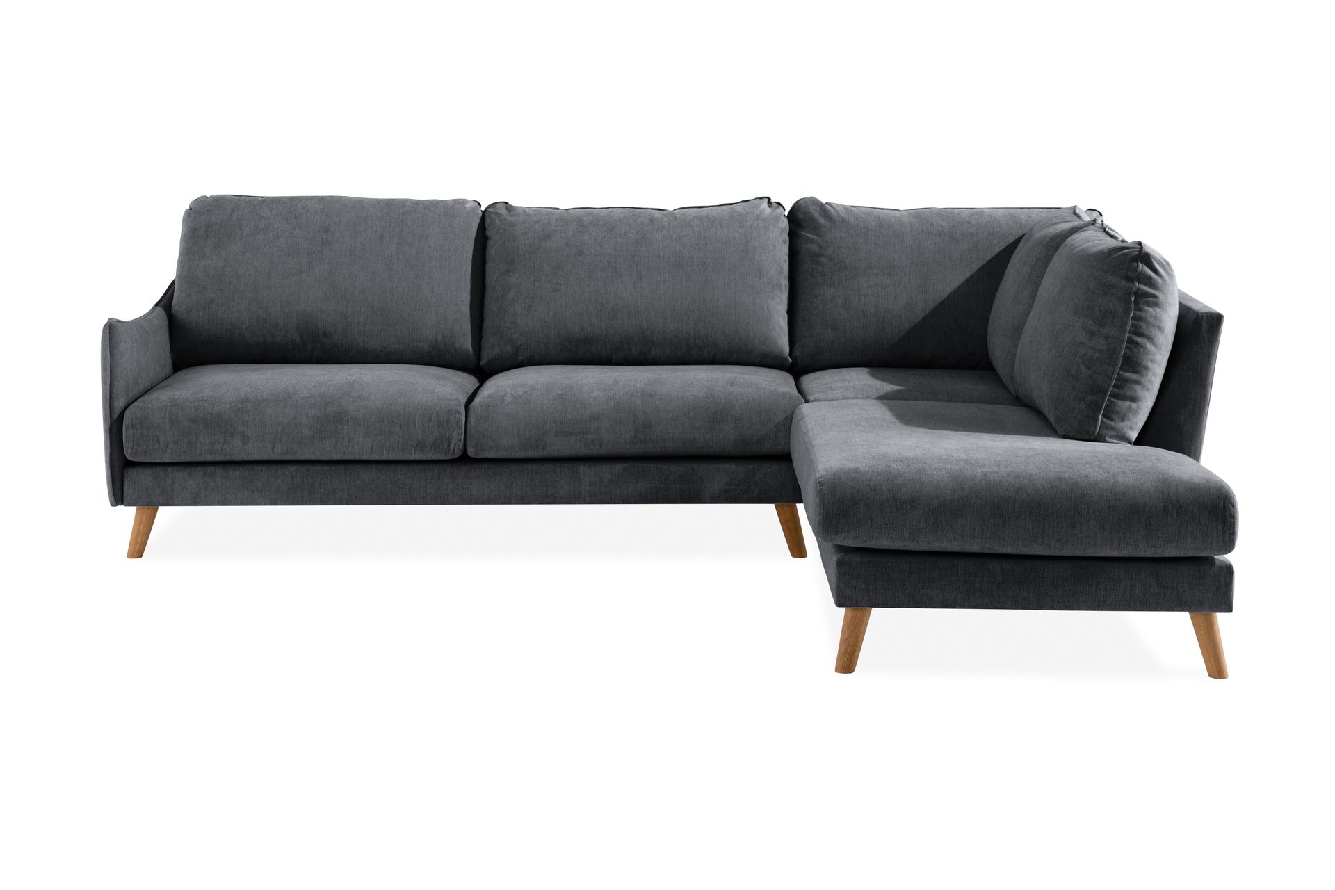 Trend Lyx Sjeselongsofa Høyre - Mørkegrå/Eik - Møbler - Sofaer - Sofa med sjeselong