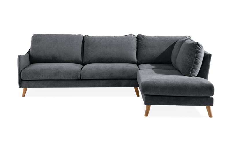 Trend Lyx Sjeselongsofa Høyre - Mørkegrå/Eik - Sofa med sjeselong - 4 seters sofa med divan