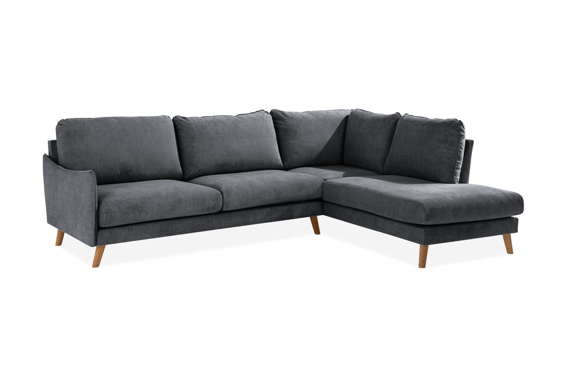 Trend Lyx Sjeselongsofa Høyre - Mørkegrå/Eik - Møbler - Sofaer - Sofa med sjeselong