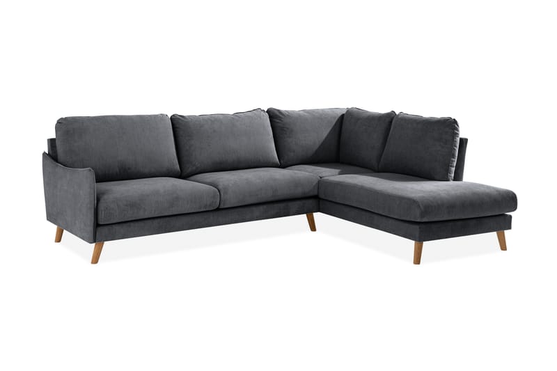 Trend Lyx Sjeselongsofa Høyre - Mørkegrå/Eik - Sofa med sjeselong - 4 seters sofa med divan