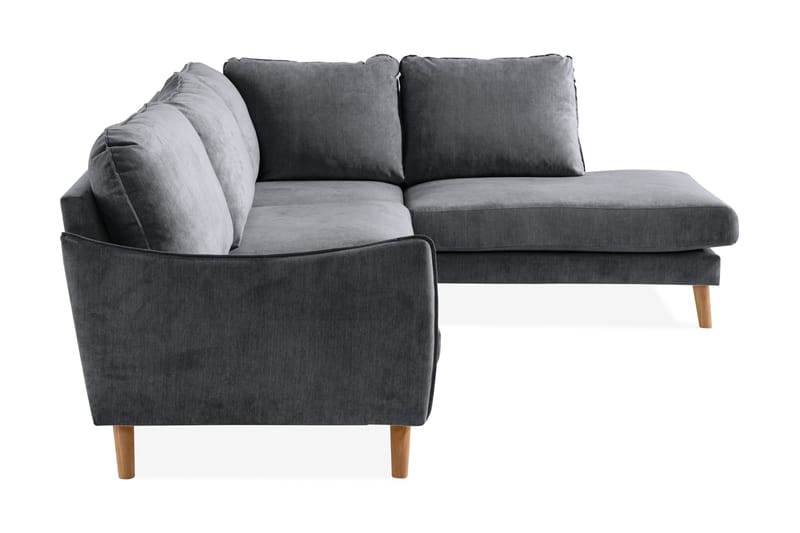 Trend Lyx Sjeselongsofa Høyre - Mørkegrå/Eik - Sofa med sjeselong - 4 seters sofa med divan