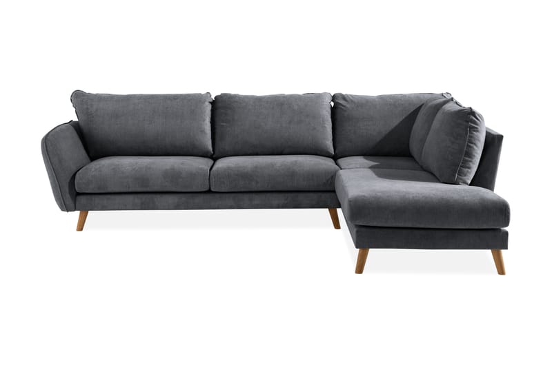 Trend Lyx Sjeselongsofa Høyre - Mørkegrå/Eik - Sofa med sjeselong - 4 seters sofa med divan