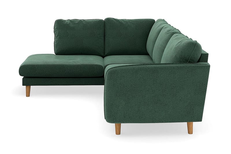 Trend Lyx Sjeselongsofa Venstre - Grønn Fløyel - Sofa med sjeselong - 4 seters sofa med divan