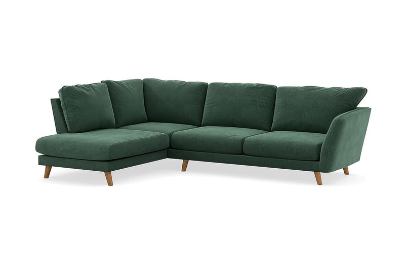 Trend Lyx Sjeselongsofa Venstre - Grønn Fløyel - Møbler - Sofaer - Sofa med sjeselong