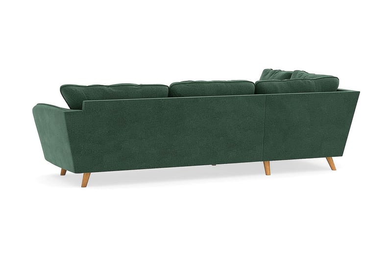 Trend Lyx Sjeselongsofa Venstre - Grønn Fløyel - Sofa med sjeselong - 4 seters sofa med divan