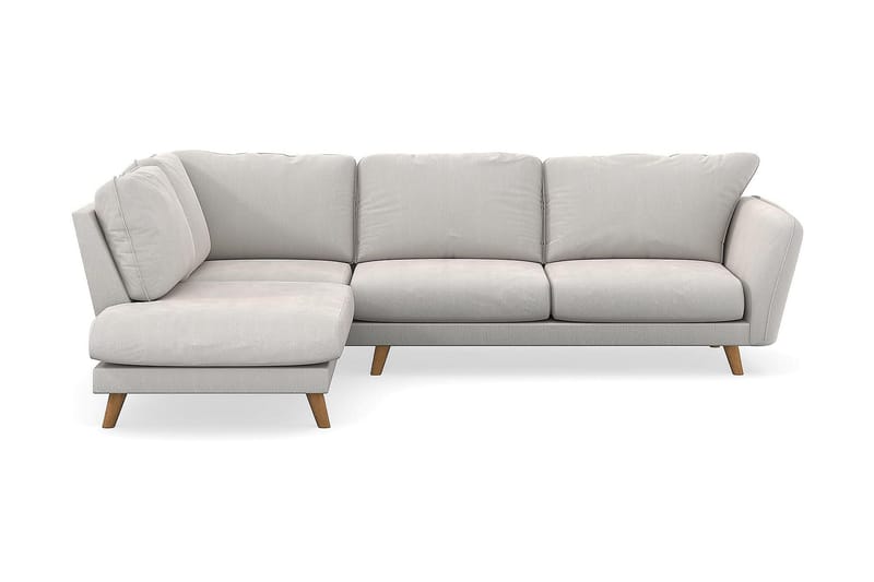 Trend Lyx Sjeselongsofa Venstre - Hvit Fløyel - Sofa med sjeselong - 4 seters sofa med divan