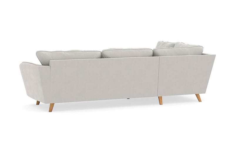 Trend Lyx Sjeselongsofa Venstre - Hvit Fløyel - Sofa med sjeselong - 4 seters sofa med divan