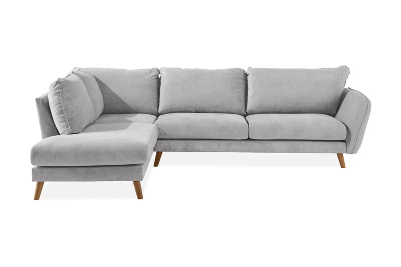 Trend Lyx Sjeselongsofa Venstre - Lysegrå/Eik - Sofa med sjeselong - 4 seters sofa med divan