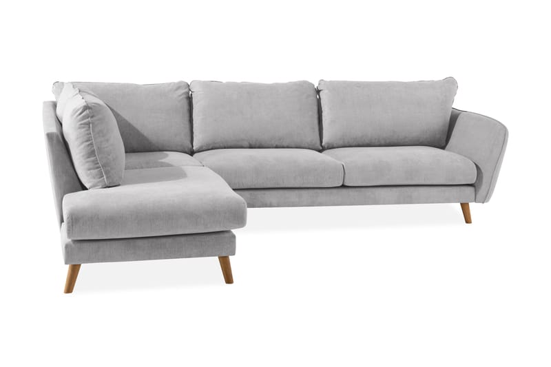 Trend Lyx Sjeselongsofa Venstre - Lysegrå/Eik - Sofa med sjeselong - 4 seters sofa med divan