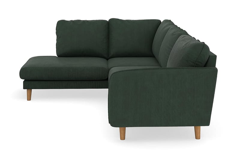 Trend Lyx Sjeselongsofa Venstre - Mørk grønn Kordfløyel - Sofa med sjeselong - 4 seters sofa med divan