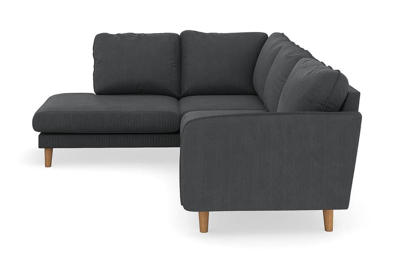 Trend Lyx Sjeselongsofa Venstre - Mørkegrå Kordfløyel - Sofa med sjeselong - 4 seters sofa med divan
