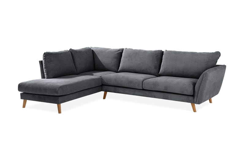 Trend Lyx Sjeselongsofa Venstre - Mørkegrå/Eik - Sofa med sjeselong - 4 seters sofa med divan