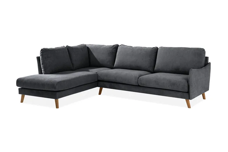Trend Lyx Sjeselongsofa Venstre - Mørkegrå/Eik - Møbler - Sofaer - Sofa med sjeselong - 4 seters sofa med divan
