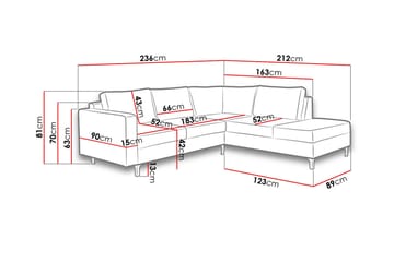 Truro Høyre L-formet Sofa med Sjeselong i Kunstlær med Treramme - Hvit - Møbler - Sofaer - Sofa med sjeselong