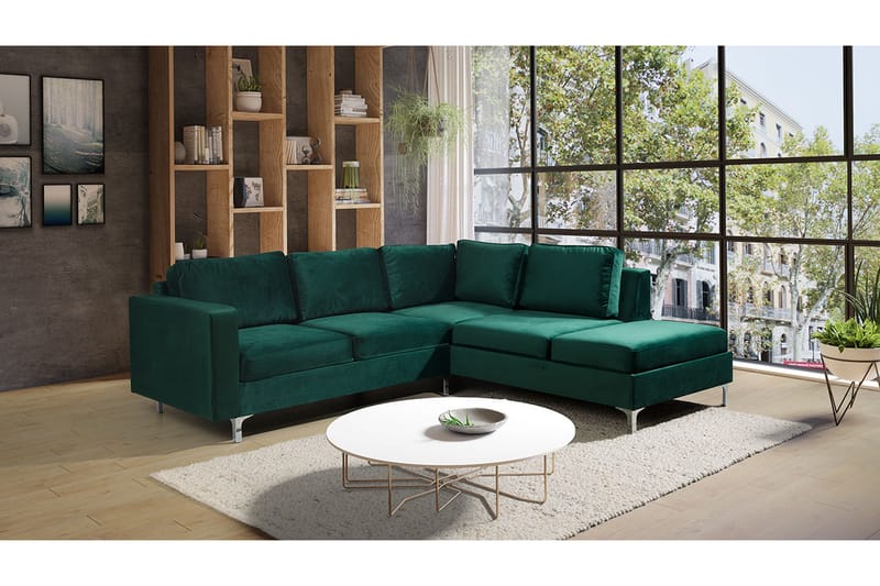 Truro Hjørnesofa Divan Høyre - Mørkegrønn - Møbler - Sofaer - Sofa med sjeselong