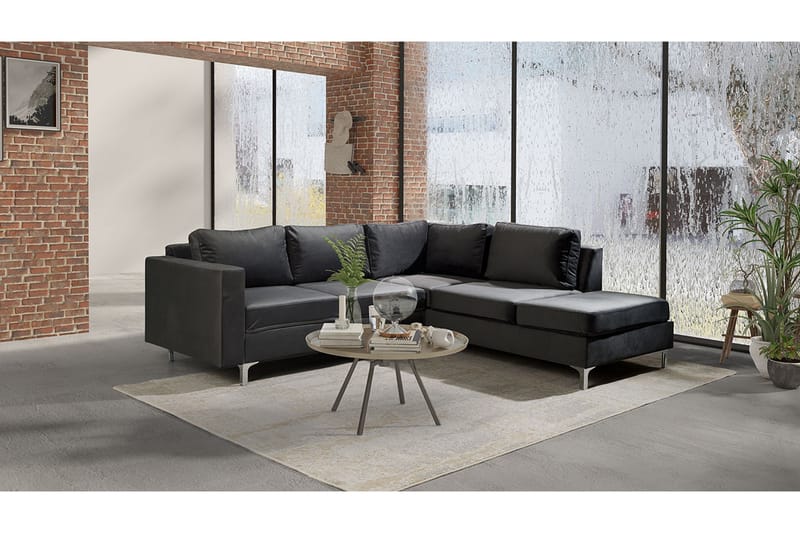 Truro Hjørnesofa Divan Høyre - Svart - Møbler - Sofaer - Sofa med sjeselong