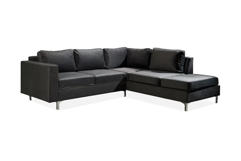 Truro Hjørnesofa Divan Høyre - Svart - Møbler - Sofaer - Sofa med sjeselong