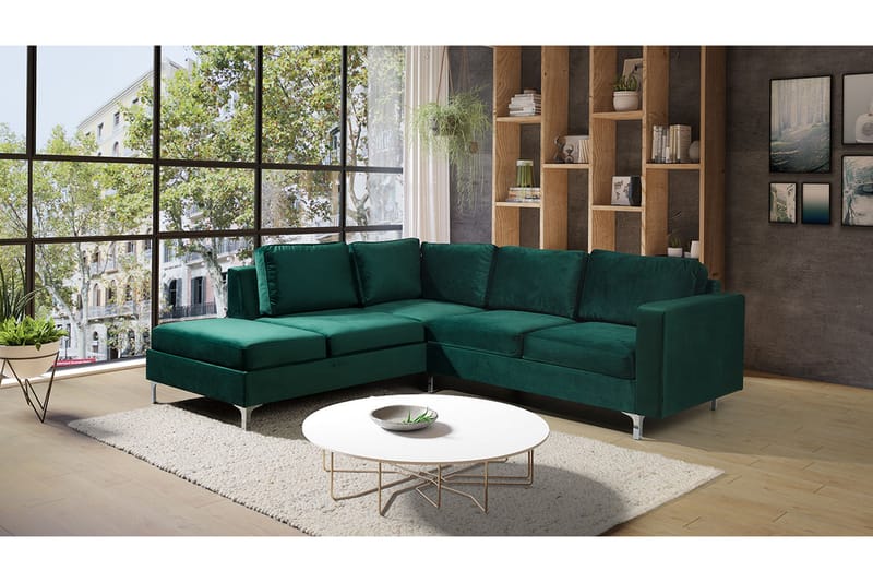 Truro Hjørnesofa Divan Venstre - Grønn - Sofa med sjeselong - 4 seters sofa med divan