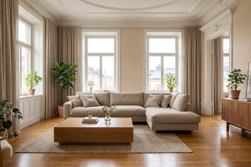 Valencia Ekstra Dyp 4-seters sofa med Sjeselong Høyre - Brun - Møbler - Sofaer - Sofa med sjeselong