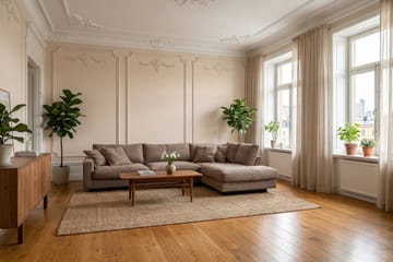Valencia Ekstra Dyp 4-seters sofa med Sjeselong Høyre - Mørkebrun - Møbler - Sofaer - Sofa med sjeselong