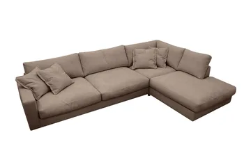 Valencia Ekstra Dyp 4-seters sofa med Sjeselong Høyre - Mørkebrun - Møbler - Sofaer - Sofa med sjeselong