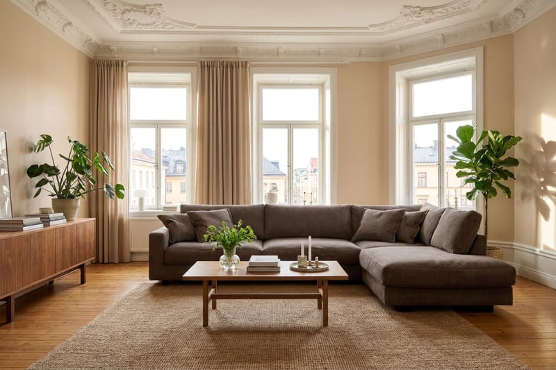 Valencia Ekstra Dyp 4-seters sofa med Sjeselong Høyre - Taupe - Møbler - Sofaer - Sofa med sjeselong