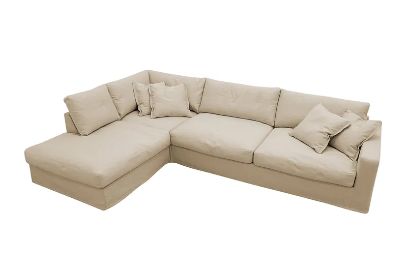 Valencia Ekstra dyp 4-seters sofa med sjeselong venstre - Beige - Møbler - Sofaer - Sofa med sjeselong - 4 seters sofa med divan