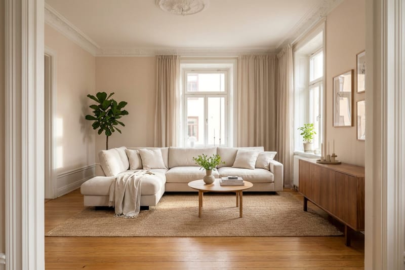 Valencia Ekstra Dyp 4-seters sofa med Sjeselong Venstre - Beige - Møbler - Sofaer - Sofa med sjeselong