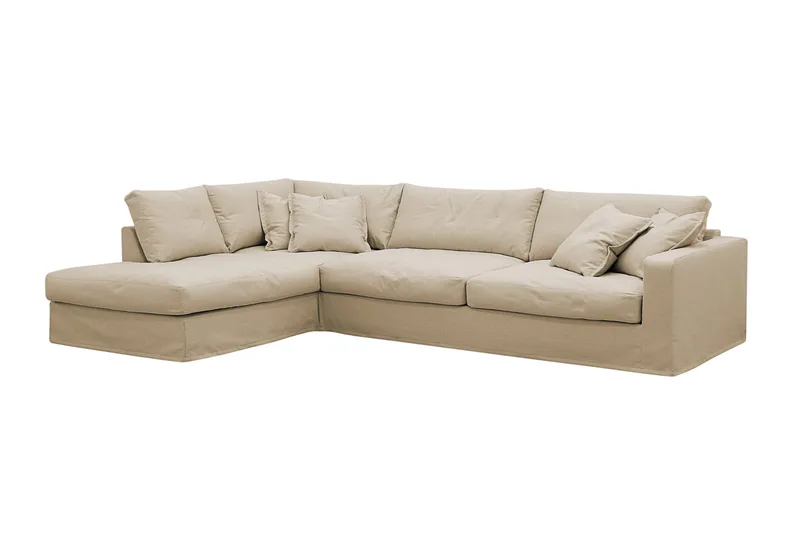 Valencia Ekstra dyp 4-seters sofa med sjeselong venstre - Beige - Møbler - Sofaer - Sofa med sjeselong - 4 seters sofa med divan