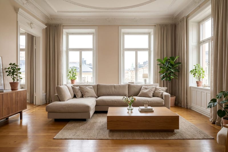 Valencia Ekstra Dyp 4-seters sofa med Sjeselong Venstre - Brun - Møbler - Sofaer - Sofa med sjeselong