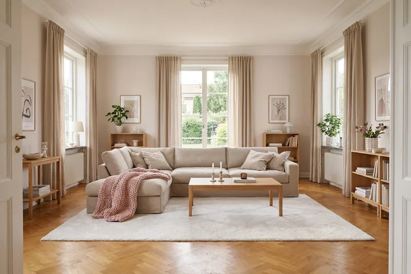 Valencia Ekstra dyp 4-seters sofa med sjeselong venstre - Lysebrun - Møbler - Sofaer - Sofa med sjeselong