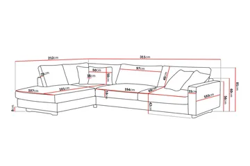 Valencia Ekstra Dyp 4-seters sofa med Sjeselong Venstre - Offwhite - Møbler - Sofaer - Sofa med sjeselong