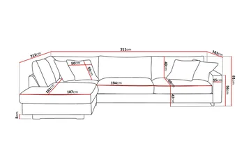 Valencia Ekstra Dyp 4-seters sofa med Sjeselong Venstre - Offwhite - Møbler - Sofaer - Sofa med sjeselong