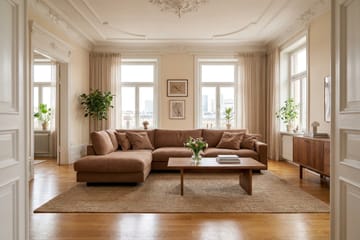 Valencia Ekstra Dyp 4-seters sofa med Sjeselong Venstre - Rustrødbrun - Møbler - Sofaer - Sofa med sjeselong