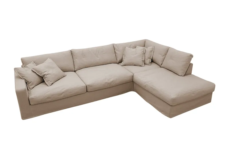 Valencia ekstra dyp 4-seters sofa med sjeselong på høyre side - Lysebrun - Møbler - Sofaer - Sofa med sjeselong
