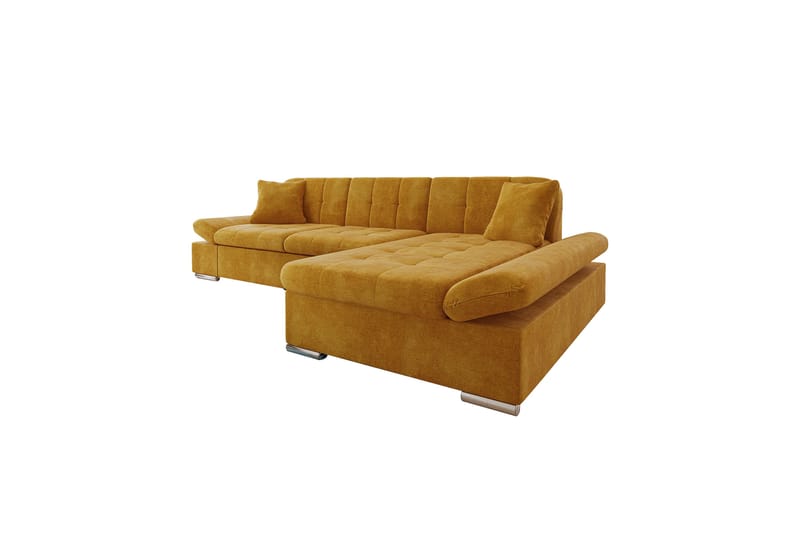 Vananda Sofa med Sjeselong 3-seter i Fløyel - Gul - Møbler - Sofaer - Sofa med sjeselong
