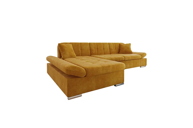 Vananda Sofa med Sjeselong 3-seter i Fløyel - Gul - Møbler - Sofaer - Sofa med sjeselong