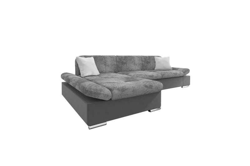 Vananda Sofa med Sjeselong 3-seter i Fløyel - Mørkegrå / Lysegrå - Møbler - Sofaer - Sofa med sjeselong