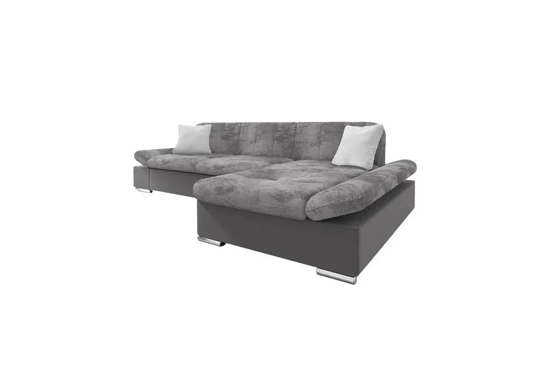 Vananda Sofa med Sjeselong 3-seter i Fløyel - Mørkegrå / Lysegrå - Møbler - Sofaer - Sofa med sjeselong