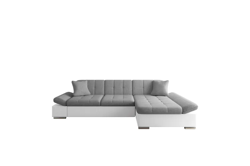 Vananda Sofa med Sjeselong 3-seter i Kunstlær, Hvit / Grå