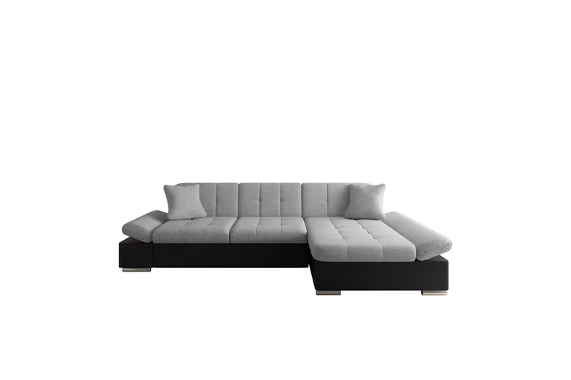 Vananda Sofa med Sjeselong 3-seter i Kunstlær - Svart / Grå - Møbler - Sofaer - Sofa med sjeselong