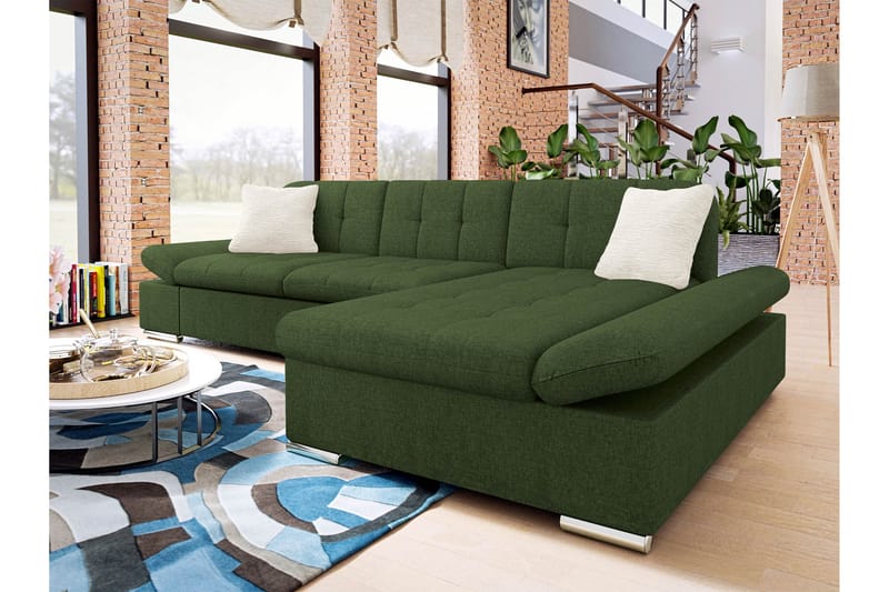 Vananda Soffa med Divan 3-seter - Grønn - Møbler - Sofaer - Sofa med sjeselong