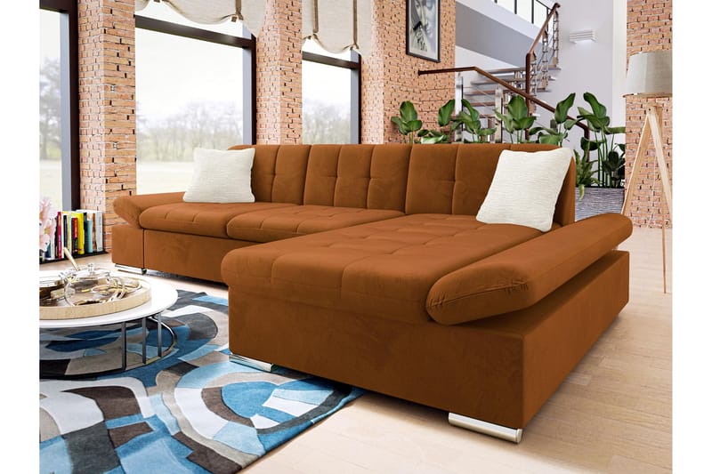 Vananda Soffa med Divan 3-seter - Oransje - Møbler - Sofaer - Sofa med sjeselong