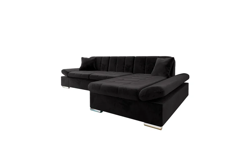 Vananda Soffa med Divan 3-seter - Svart - Møbler - Sofaer - Sofa med sjeselong