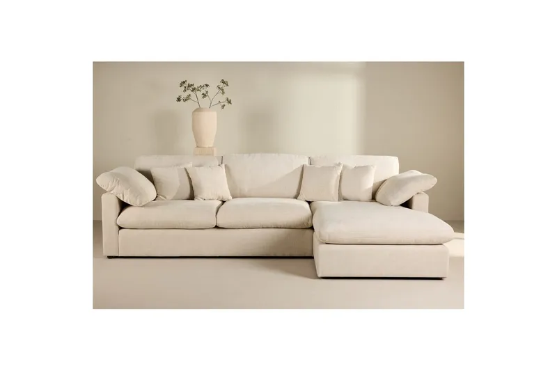 Vanlig sofa med enkel divan uten sjeselong VIND Hjørnesofa VIND Amalfi beige Beige - Møbler - Sofaer - Sofa med sjeselong