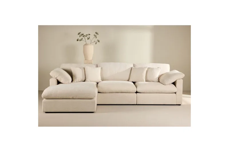Vanlig sofa med enkel divan uten sjeselong VIND Hjørnesofa VIND Amalfi beige Beige - Møbler - Sofaer - Sofa med sjeselong