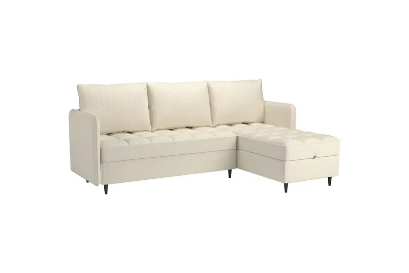 Vanlig sofa med enkeldivan uten sjeselong Loft24 Hjørnesofa 3-seters Loft24 Lindhus Hvit - Møbler - Sofaer - Sofa med sjeselong